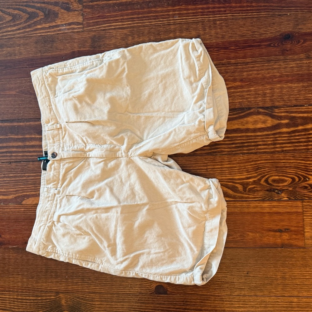 Casual Cream Corduroy Shorts with Relaxed Fit